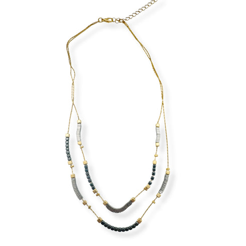 MERLOT DOUBLE NECKLACE | שרשרת אבני המטייט בשני אורכים