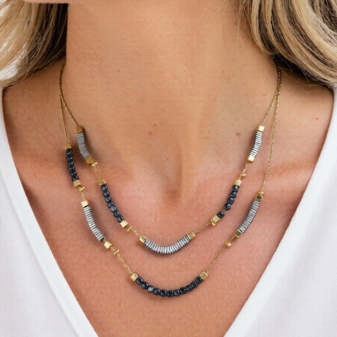 MERLOT DOUBLE NECKLACE | שרשרת אבני המטייט בשני אורכים