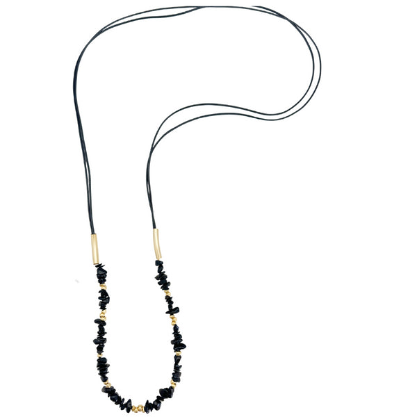 PURE LONG BLACK NECKLACE |שרשרת ארוכה בציפוי זהב