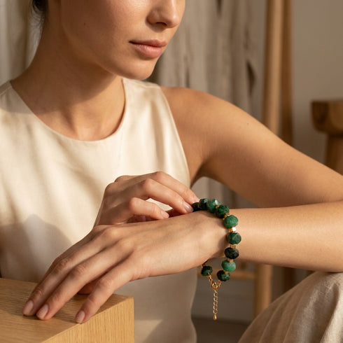 ROBING DARK GREEN BRACELET| צמיד אבנים טבעיות