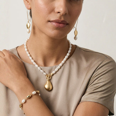 DROP PEARLS |שרשרת פנינים טבעיות אמיתיות