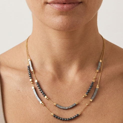 MERLOT DOUBLE NECKLACE | שרשרת אבני המטייט בשני אורכים