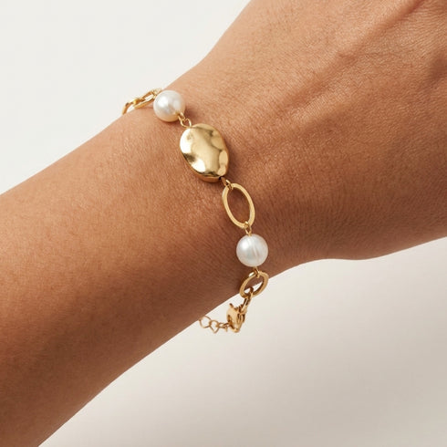 HADI BRACELET |צמיד חוליות ופנינים טבעיות