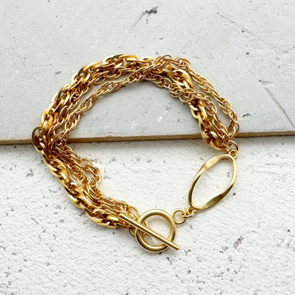 LINKS #1 BRACELET  |צמיד שרשראות בציפוי זהב