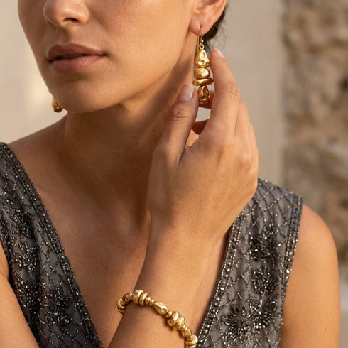 MELANIA BRACELET GOLD SET | סט צמיד ועגילים בציפוי זהב