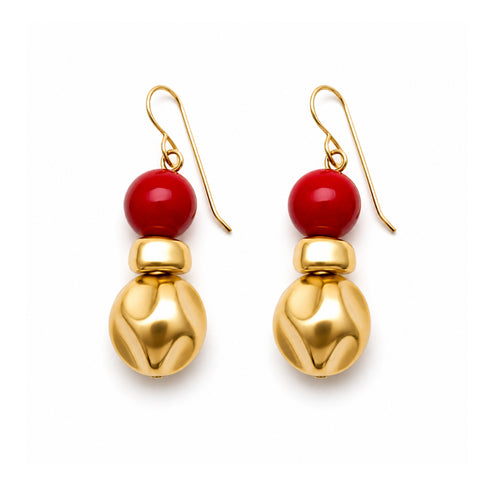 MANI RED EARRINGS| עגילים בציפוי זהב