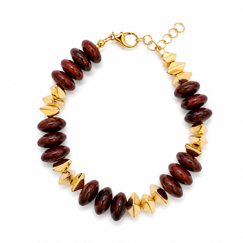 צמיד אבן אובסידיאן וזהב | LINA BRACELET