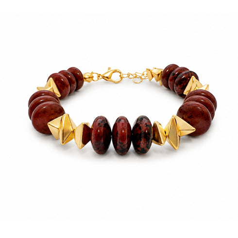 צמיד אבן אובסידיאן וזהב | LINA BRACELET
