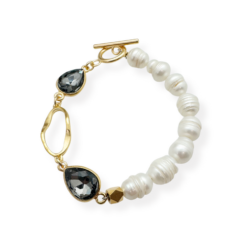 MOON PEARL CRYSTAL BRACELET|  צמיד  פנינים טבעיות