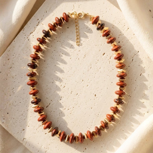 שרשרת אבן אובסידיאן וזהב | LINA NECKLACE