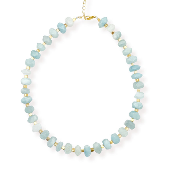 CHOKER ROBIN LIGHT BLUE |שרשרת קולר בציפוי זהב