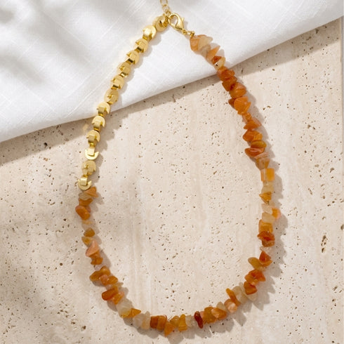 ISLA NECKLACE ORANGE | שרשרת  אבנים טבעיות