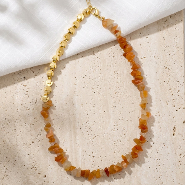 ISLA NECKLACE ORANGE | שרשרת  אבנים טבעיות