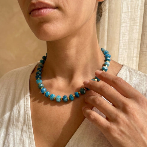 CHOKER ROBIN BLUE |שרשרת קולר בציפוי זהב