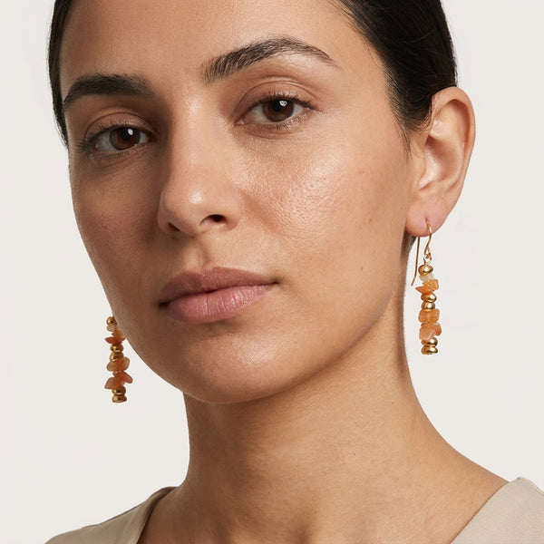BOSSO LONG  ORANGE | עגילים ארוכים עם אבנים טבעיות