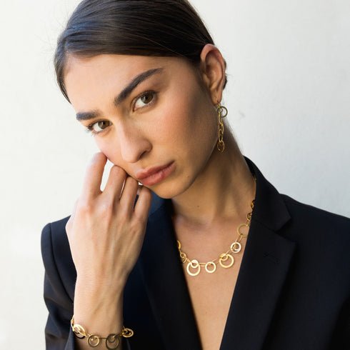 VIDA GOLD| שרשרת חישוקים קצרה בציפוי זהב