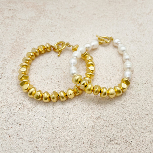 HALENI SET| סט צמידים פנינים וציפוי זהב